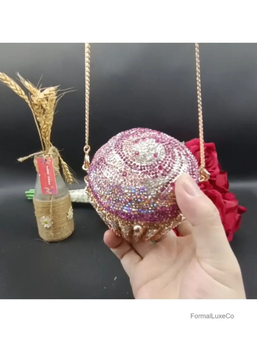 Novelty Mini Cupcake Clutch Purse Crystal Evening Handbag Rhinestone Party Bag